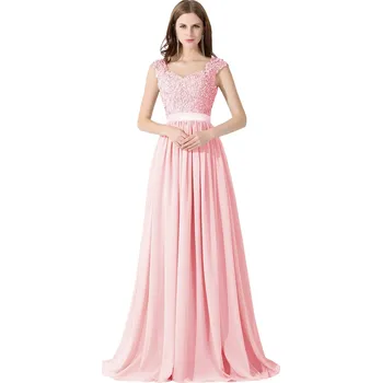 Dámské šaty Dlouhé šaty s flitry a krajkou pro svatební nebo večerní oslavy Barva: Růžová, Velikost: M