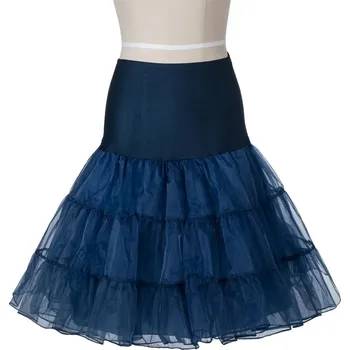 Dámská sukně Krátká sukně z organzy – vintage styl pro tanec a večírky Barva: Tmavě Modrá, Velikost: M