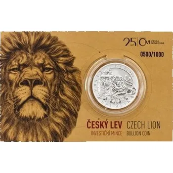 Stříbrná uncová investiční mince Český lev 2018 číslováno reverse proof