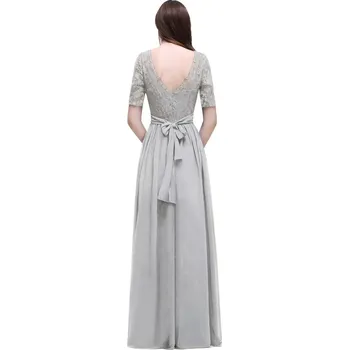 Dámské šaty Dlouhé šifonové šaty v áčkovém střihu pro slavnostní a svatební hosty Barva: Stříbrná, Velikost: 5XL