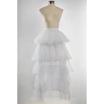 Dámská sukně Vrstvená tylová sukně s nepravidelným lemem pro svatební oslavy Barva: Bílá