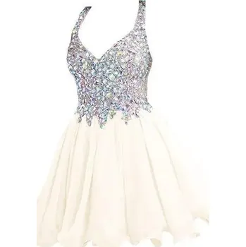 Dámské šaty Krátké koktejlové šaty s flitry a halter výstřihem pro párty Barva: Barevná, Velikost: 3XL
