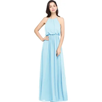 Dámské šaty Jednoduché šifonové šaty s halter výstřihem pro slavnostní události Barva: Nebeská, Velikost: 3XL