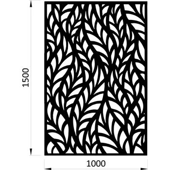 Příslušenství pro plot Designová kovová výplň, laserem vypálený vzor 1295, rozměr 1000x1500x2,5 mm +/- 0,5%, bez povrchové úpravy, perforace 40%
