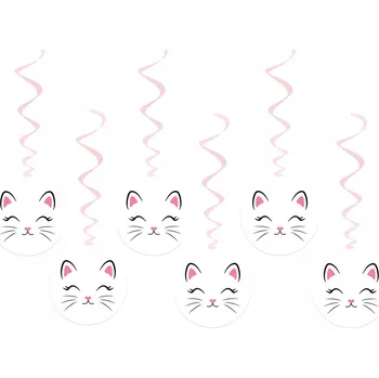 Party dekorace Narozeninová dekorace Kočka 6 ks Závěsné spirály