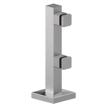 Nerezový sloupek na sklo se dvěma svorkami ø40mm, celková výška: 325mm, pro sklo: 6-16mm broušená nerez K320/AISI 304. (Balení obsahuje gumičky na sklo)