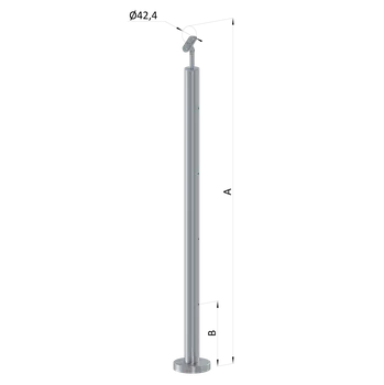 Zábradlí Nerezový stĺp, vrchné kotvenie, bez výplne, 4 radový so závitom M6, vrch nastaviteľný (ø 42.4x2mm), brúsená nerez K320 /AISI304