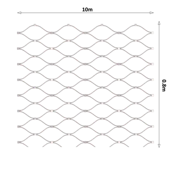 Zábradlí Nerezová lanková síť, 0,8x10 m (šxd), oko 60x104 mm, průměr lanka 3 mm, AISI316, typ použitého lanka: 7x19