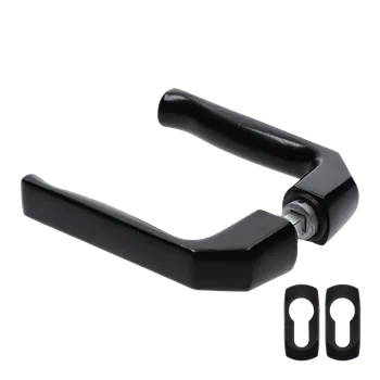 Dveřní kování Klika AL, 125 x 41 mm, ø 19 mm, štítek 23 x 50 mm, černá prášková barva vypalovaná, s otvorem pro stavební vložku, pár