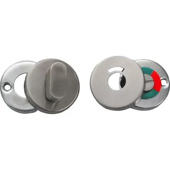 Zábradlí Kulatá rozeta s uzamykací páčkou na WC dveře s ukazatelem uzamčení (ø 52x31 mm), broušená nerez K320 / AISI304