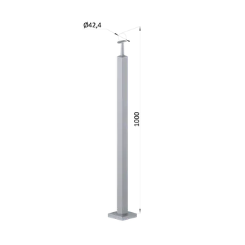 Zábradlí Nerezový sloup, vrchní kotvení, bez výplně, vrch pevný (40x40x2.0 mm), broušená nerez K320 / AISI304