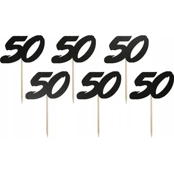 Obraz TOPPER pikery ČERNÉ PERLOVÉ k 50. narozeninám jubilejní dort muffiny 6 Ks