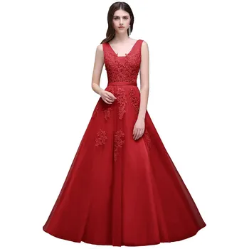 Dámské šaty Tylové šaty s výšivkami a korálky pro plesové a slavnostní příležitosti Barva: Červená, Velikost: XL