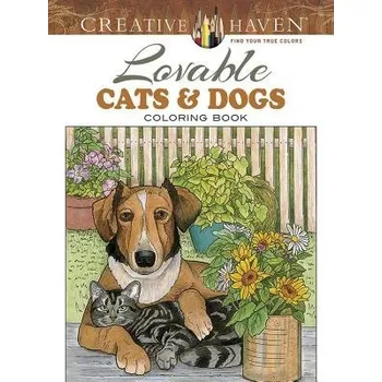 Cizojazyčná kniha Creative Haven Lovable Cats and Dogs Coloring Book - Soffer, Ruth