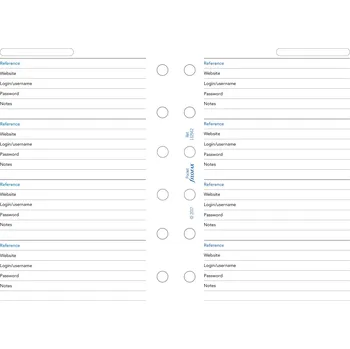 Diář Filofax, Seznam hesel pro diáře, kapesní, bílá