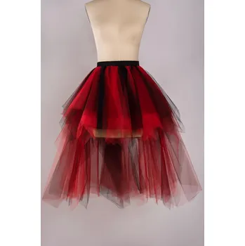 Dámská sukně Vrstvená tylová sukně s asymetrickým střihem pro tanec a karneval Barva: Červená