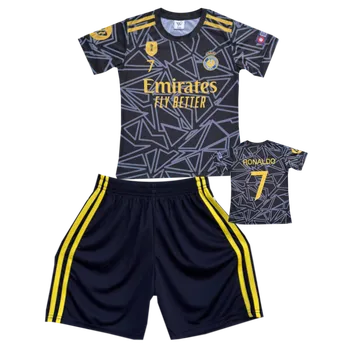 Fotbal Numberoplus Dětský fotbalový dres Komplet Real Madrid black - Cristiano Ronaldo CR7 Fly Better Velikost: 9-let.(vel.128)