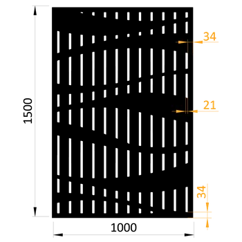 Příslušenství pro plot Designová kovová výplň, laserem vypálený vzor 9342, rozměr 1000x1500x2,0 mm +/- 0,5%, bez povrchové úpravy, perforace 15%