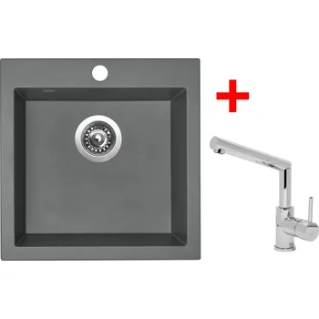 Granitový dřez Set Sinks VIVA 455 + MIX 350 P chrom Barva: Šedá metalická, Označení: Titanium + Dárek
