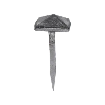 Zábradlí Ozdobný kovaný čtvercový hřebík, hlavička 23x23x10 mm, hrot 3x2x33 mm, bez povrchové úpravy