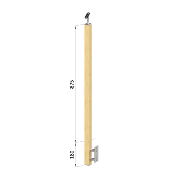 Zábradlí Dřevěný sloup, boční kotvení, bez výplně, vnější, vrch nastavitelný, (40x40mm), materiál: buk, broušený povrch s nátěrem BORI (bezbarvý)