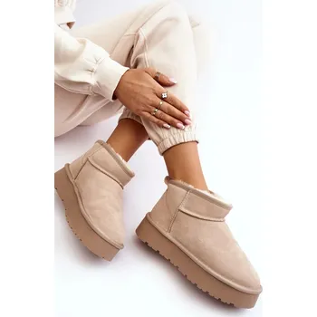 Dívčí sněhule Módní semišové nízké sněhule Světle béžová Nucca 39