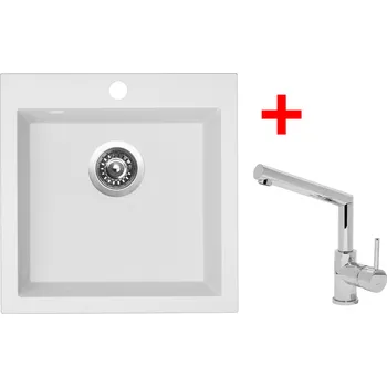 Granitový dřez Set Sinks VIVA 455 + MIX 350 P chrom Barva: Bílá, Označení: Milk + Dárek