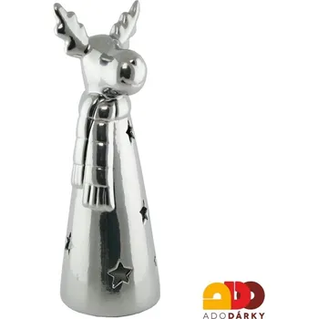 Svícen Sob stinítko stříbrný 37 cm (Svícen sob na svíčku)