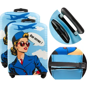 2x Obal / Chránič na kufr Sillar s motivem letušky 72x50x30cm