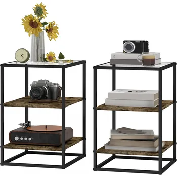 Konferenční stolek Sada 2 konferenčních stolků | rustikálně hnědé