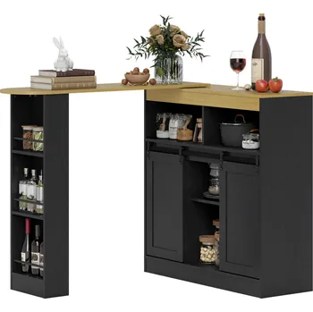 Jídelní stůl Rozkládací barový stůl, 187,5 x 35 x 105 cm | černý