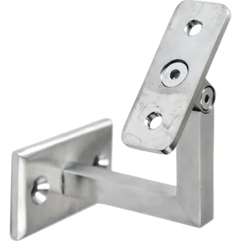 Držák madla na stěnu nastavitelný (plochý, L: 70x70 mm, kotevní deska: 70x40 mm), broušená nerez K320 / AISI304