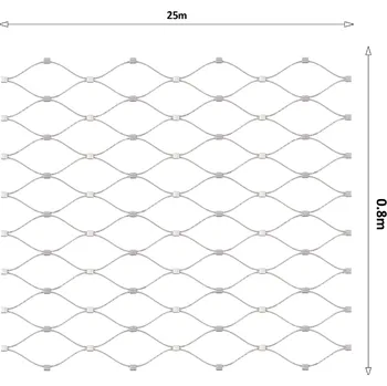 Pletivo Nerezová lanková síť, 0,8x25 m (šxd), oko 60x104 mm, průměr lanka 2 mm, AISI316