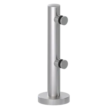 Zábradlí Nerezový sloupek na sklo se dvěma svorkami ø30mm, celková výška: 325mm, pro sklo: 6-12mm broušená nerez K320/AISI 304. (Balení obsahuje gumičky na sklo)