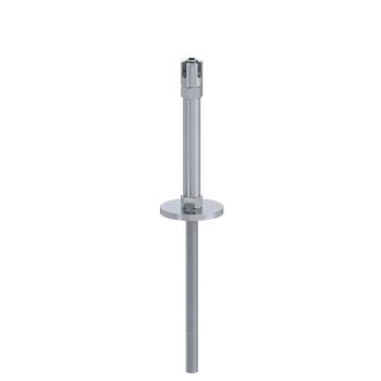 Zábradlí Příruba (středová) na fasádní lankovou zeď, odsazení 150 mm, se dvěma otvory na lanko ø5 mm, nerez AISI 304