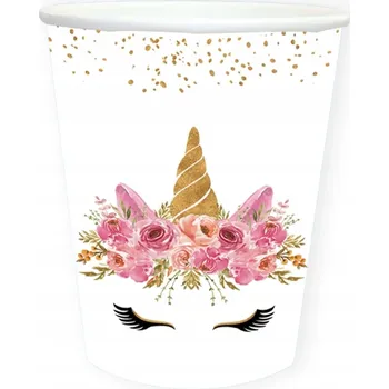 Party nádobí Papírové Kelímky s motivem jednorožce pro dívky 250ml 6 Ks Congee