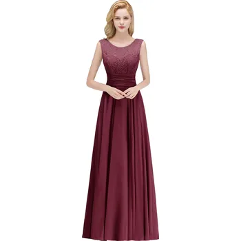 Dámské šaty Dlouhé šifonové šaty s krajkou a plisováním pro večerní oslavy Barva: Bordová, Velikost: 3XL