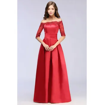 Dámské šaty Luxusní saténové šaty s krajkovými aplikacemi a výšivkou pro plesy Barva: Červená, Velikost: 4XL