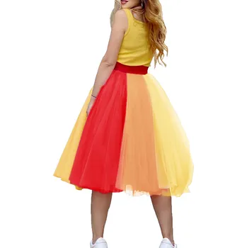 Dámská sukně Dlouhá tylová sukně v duhových barvách pro plesy a narozeninové oslavy Barva: Oranžová