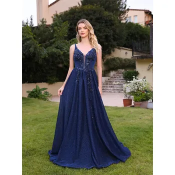 Dámské šaty Třpytivé večerní šaty s výšivkou a perlami pro formální události Velikost: L, Barva (Varianta): Barevná