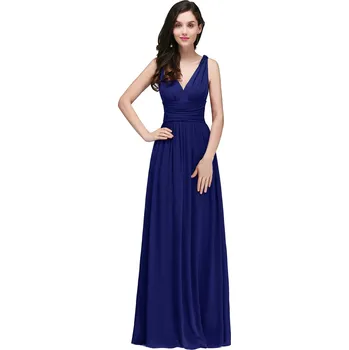 Dámské šaty Dlouhé šaty s výstřihem do V pro ples a svatební příležitosti Barva: Safírová, Velikost: 4XL