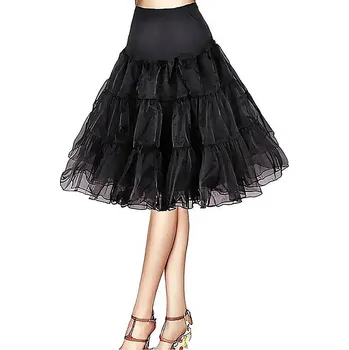 Dámská sukně Organza spodnička pro plesové a svatební šaty – retro styl Barva: Černá, Velikost: S