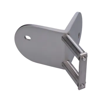 úchyt na vonkajšie rohové kotvenie stĺpu ø 42.4mm, (kotviaca platňa hrúbky 5.5mm, ø 100mm), brúsená nerez K320 /AISI304