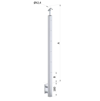 Zábradlí Nerezový sloup, boční kotvení, 6 řadový M6, vnější, vrch nastavitelný