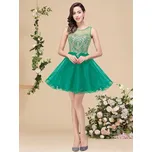 Krátké šaty s korzetovým živůtkem a tylovou sukní pro večírek Barva: Světle zelená, Velikost: 4XL