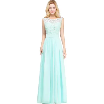 Dámské šaty Dlouhé šifonové šaty s krajkovým živůtkem a plisovanou sukní pro slavnostní večery Barva: Mátová, Velikost: 3XL
