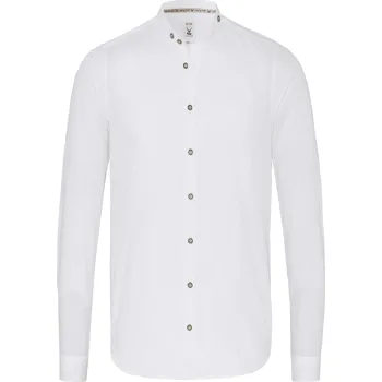 Pánská košile Pánská bavlněná košile se stojáčkem Pure Slim Fit - bílá velikost: 41/42, délka rukávu: dlouhý rukáv