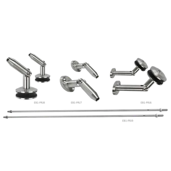 Set na skleněný přístřešek pro sklo 8,00 - 12.76 mm, (set obsahuje: EB1-PRJ6 2ks, EB1-PRJ7 2ks, EB1-PRJ8 2ks, EB1-PRJ9 2ks), broušená nerez K320 /AISI304