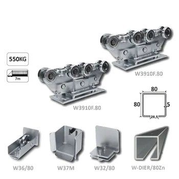 Příslušenství pro plot Samonos do 400 kg/7 m, děrovaný profil 80 x 80 x 5 mm, Zn