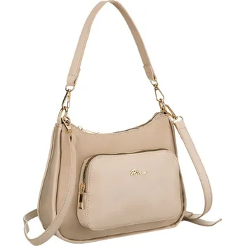 Kabelka městská taška přes rameno z nylonu se zapínáním na zip Barva: Béžová